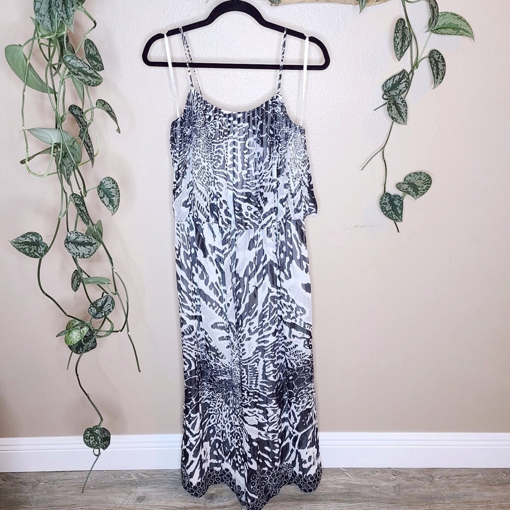 Aidan Mattox Animal Print Black Pleated Dress 2